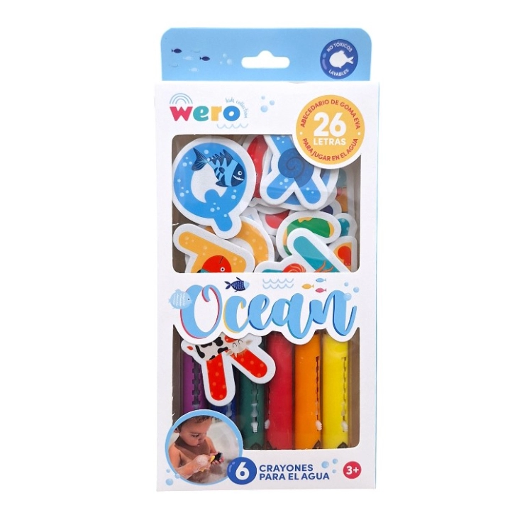 Lapices Crayones Wero Ocean x 6 para el agus con Figuras en Goma Eva Art.WE4191